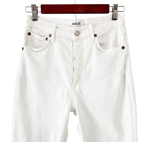 AGOLDE Riley High Rise Straight Crop Jean in Sour Cream White Size 26 - Picture 6 of 13